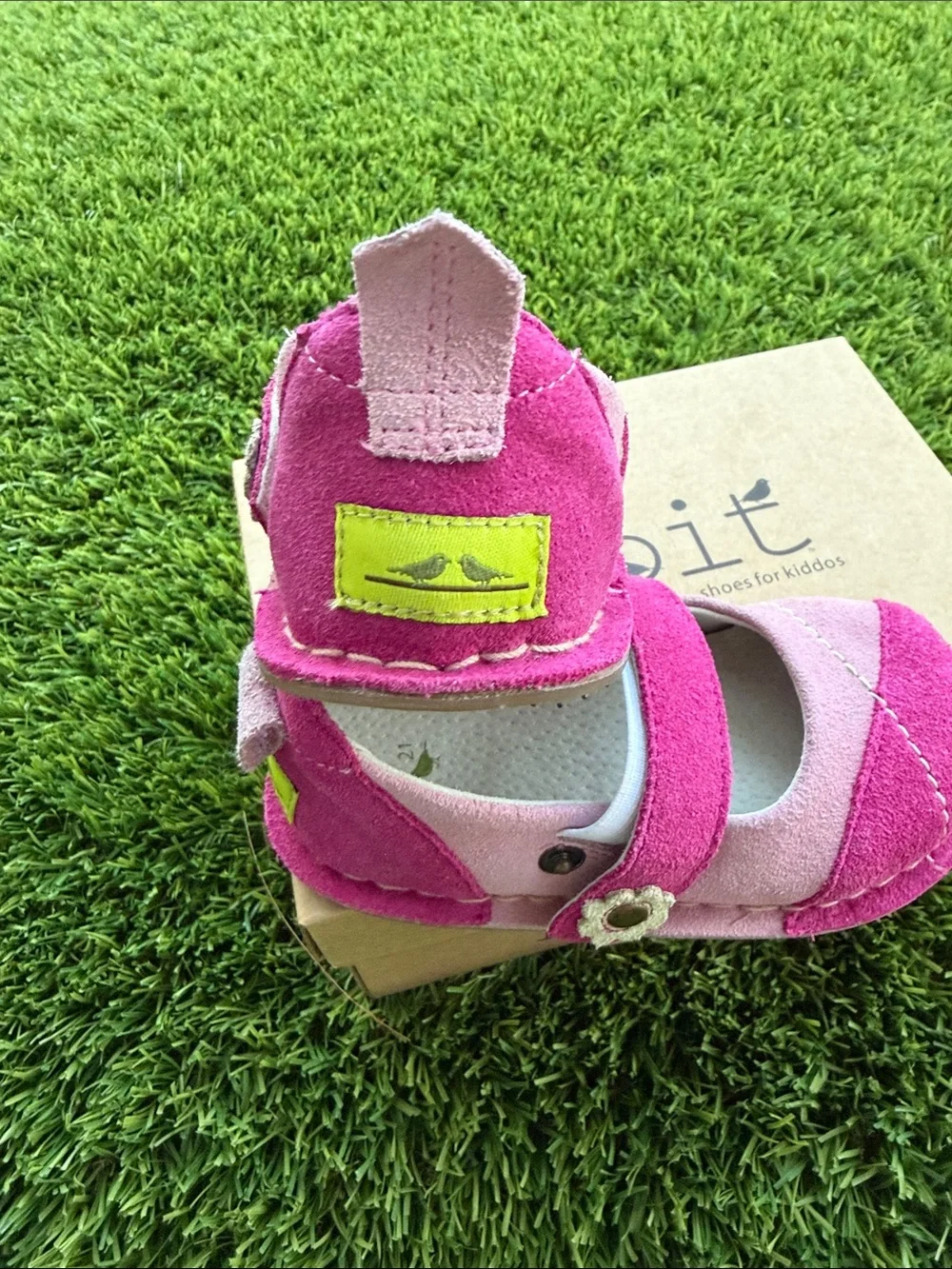 Girls Two-Tone Pink Suede Mary Jane Shoes